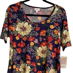 NWT LuLaRoe Purple Floral Perfect Tee Fits Size Small